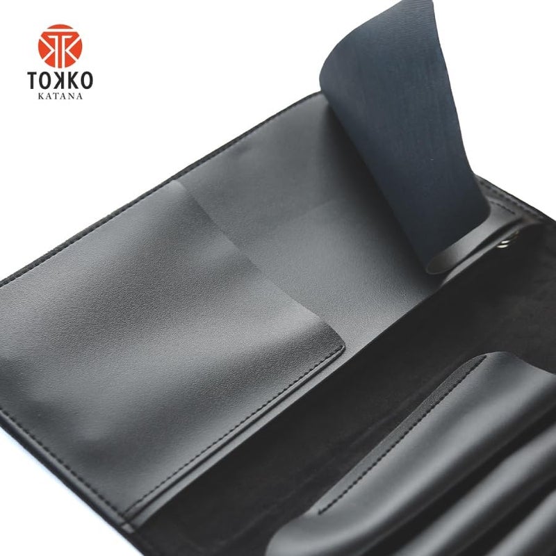 Tokko Katana Professional Shear Case – Black Textured Leatherette 5-Slot Holder for Hair Cutting Shears, Scissors & Combs – Snap Closure, Portable & Protective Folding Pouch for Stylists & Barbers - Image 4